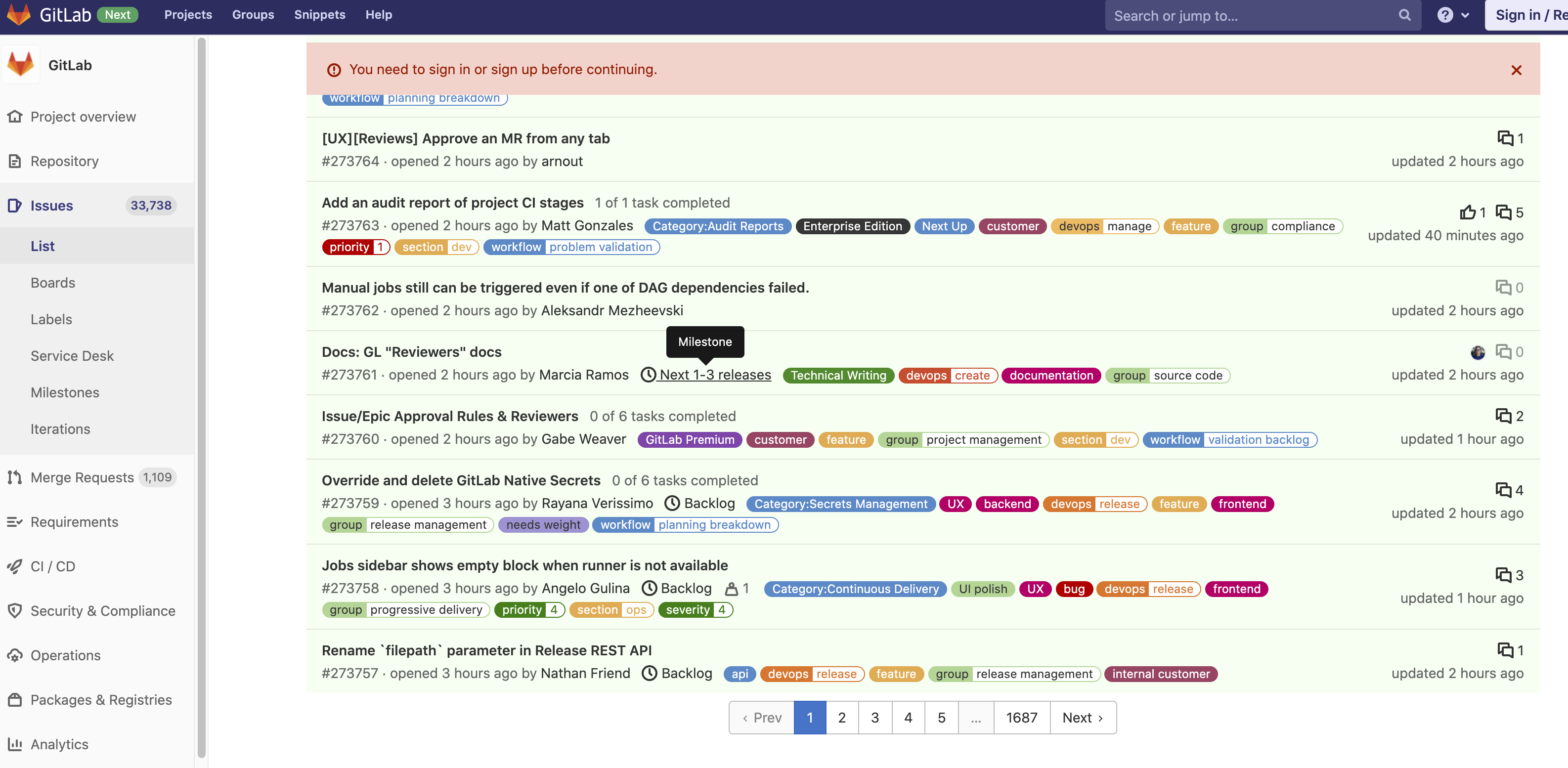 GitLab list view graphic