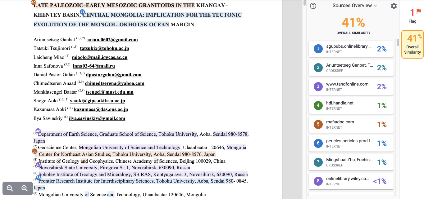 Similarity report in iThenticate v2.0