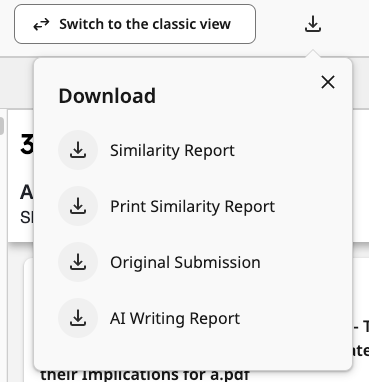 image with text switch to the classic view and dropdown options